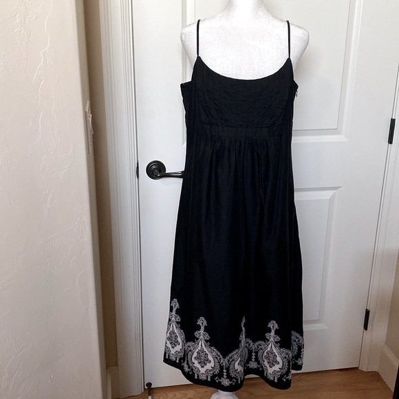 NWT ANN TAYLOR LOFT Black Embroidered Midi Dress Women’s - Ballet Core Sz 12 Y2K - Picture 2 of 11